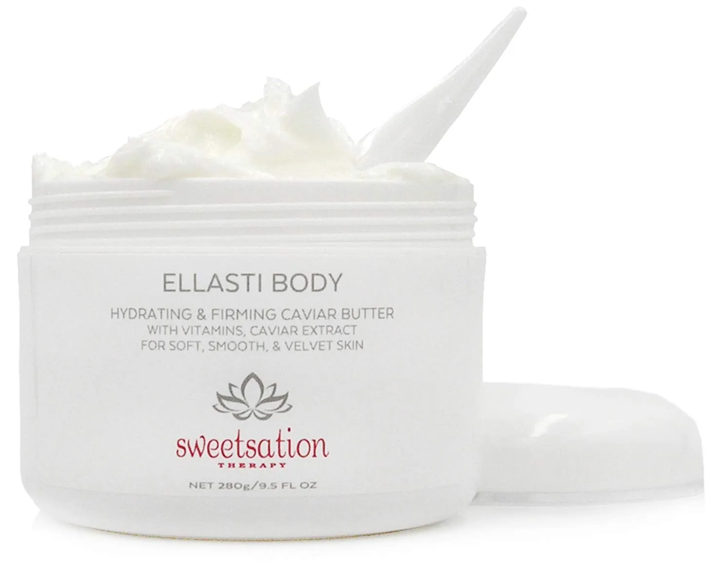 / YUNASENCE ELLASTIBODY Hydrating Firming Caviar Butter Moisturizing Cream, with Caviar Extract, Vitamin E, Reishi, Avocado & Green Tea. 9.5oz. For soft, comforted skin.