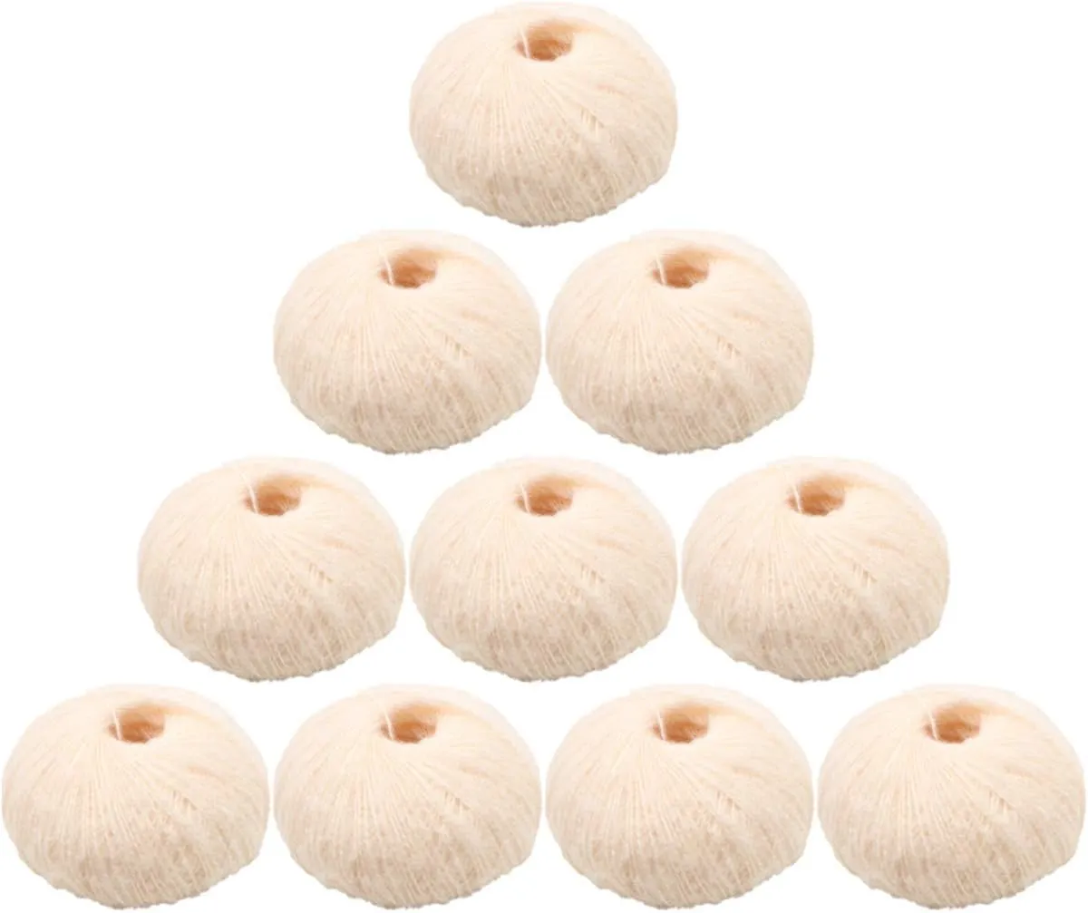 10pcs 250g 8.1oz Soild Color Angola Amorous Mohair Crochet Wool Yarn for DIY Handmade Knitted Crochet Baby Sweater Scarf Shawl Scarf Fine Thread Clothes Yarn Beige