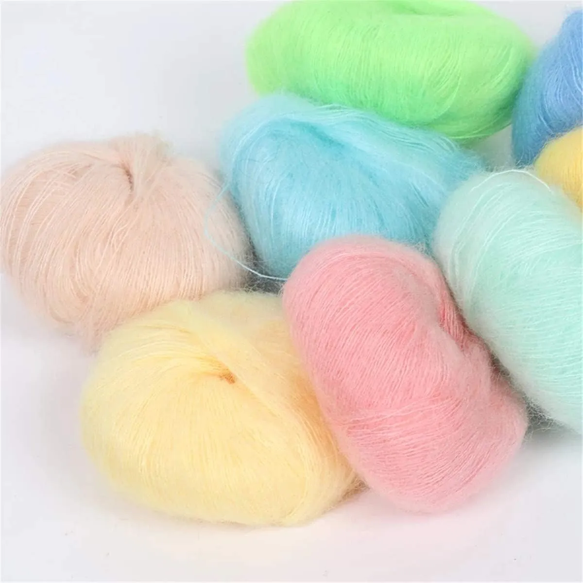 10pcs 250g 8.1oz Soild Color Angola Amorous Mohair Crochet Wool Yarn for DIY Handmade Knitted Crochet Baby Sweater Scarf Shawl Scarf Fine Thread Clothes Yarn Beige