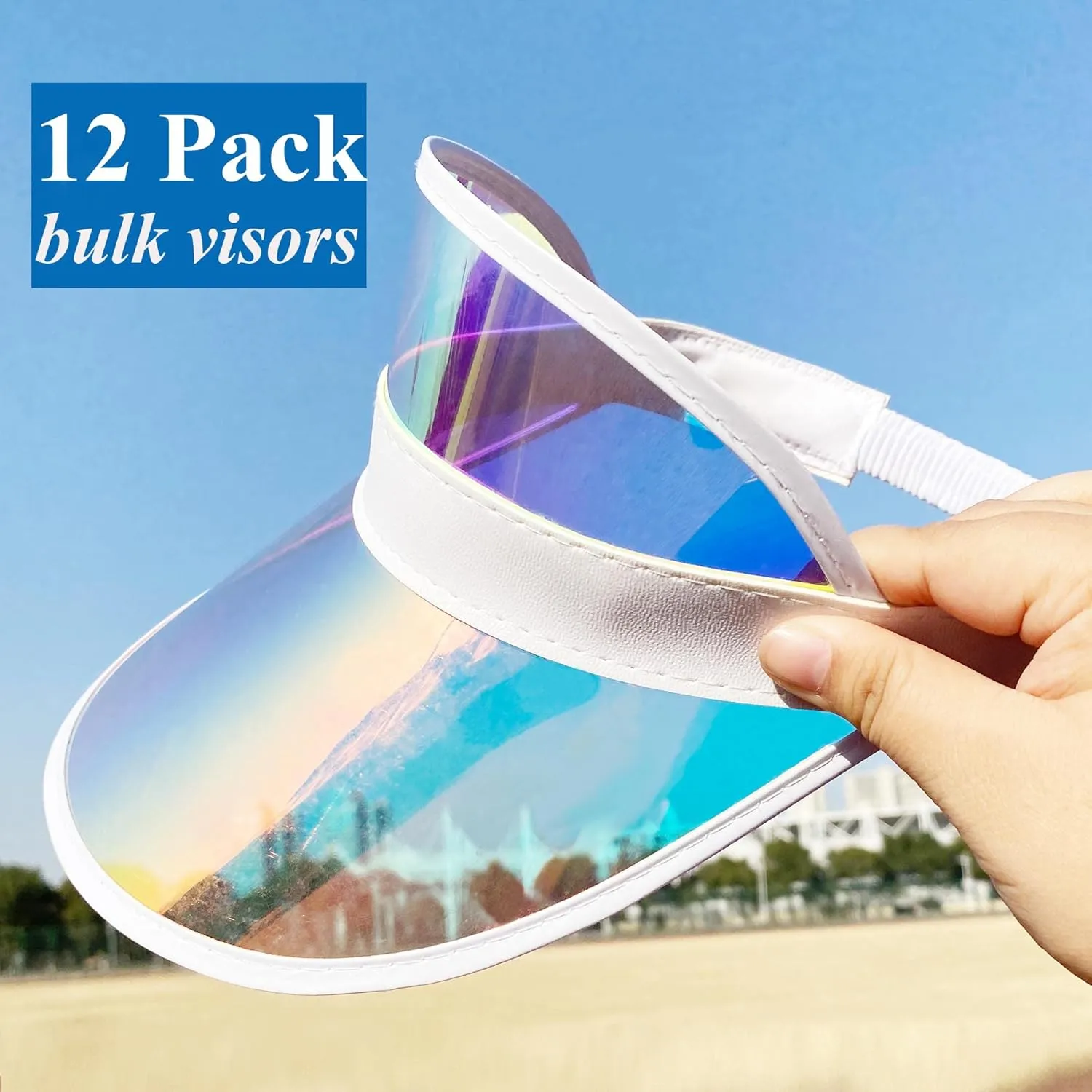 12 Pack Sun Visor Hats Women UV Protection Clear Outdoor Beach Sports Golf Sunhat Party Cap