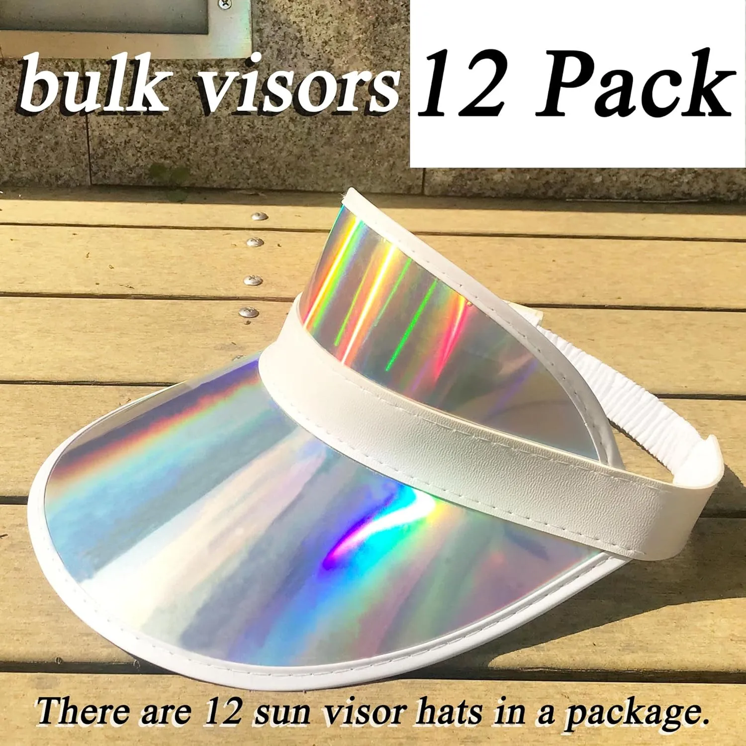 12 Pack Sun Visor Hats Women UV Protection Clear Outdoor Beach Sports Golf Sunhat Party Cap