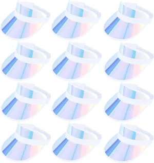 12 Pack Sun Visor Hats Women UV Protection Clear Outdoor Beach Sports Golf Sunhat Party Cap