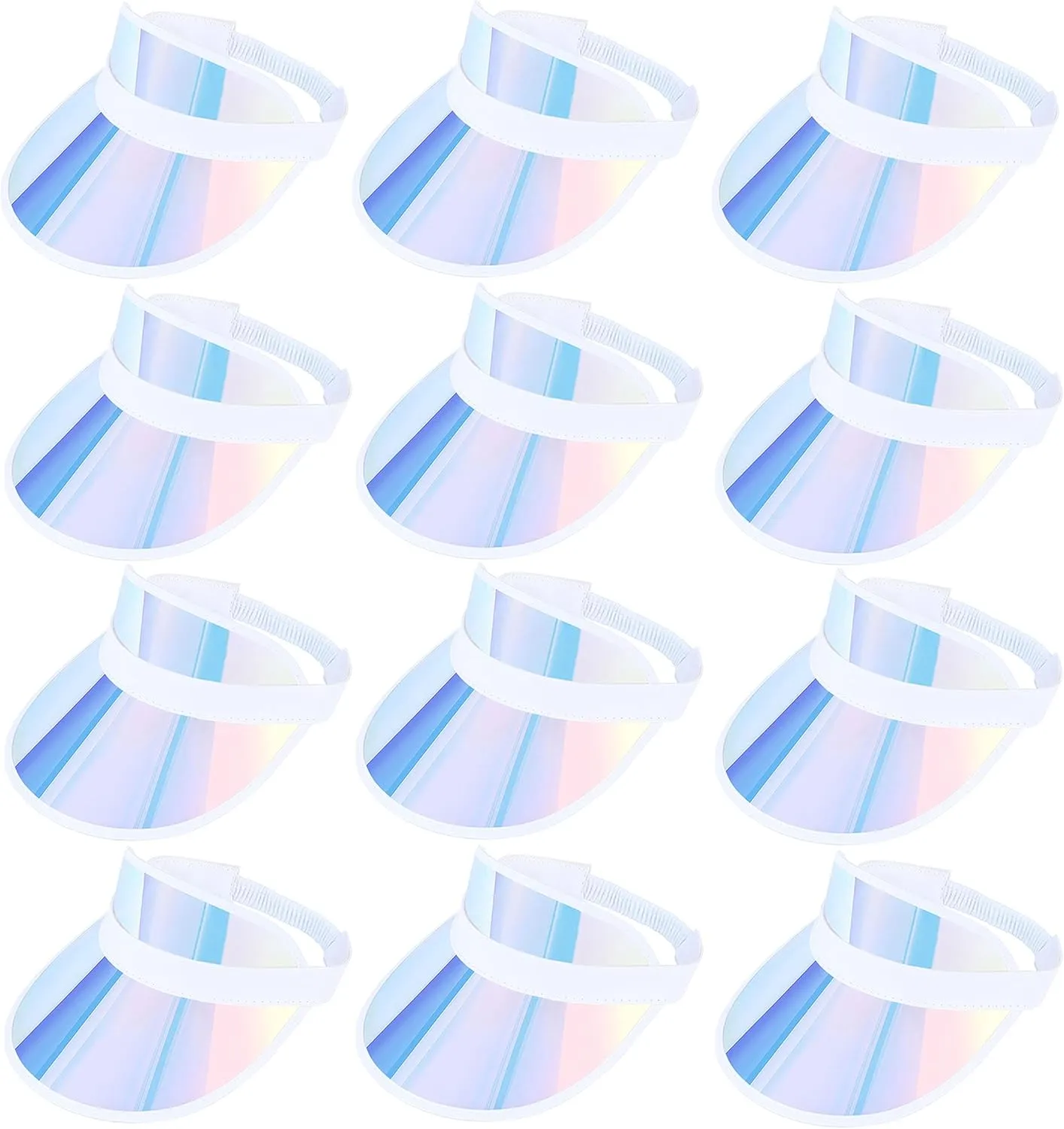 12 Pack Sun Visor Hats Women UV Protection Clear Outdoor Beach Sports Golf Sunhat Party Cap