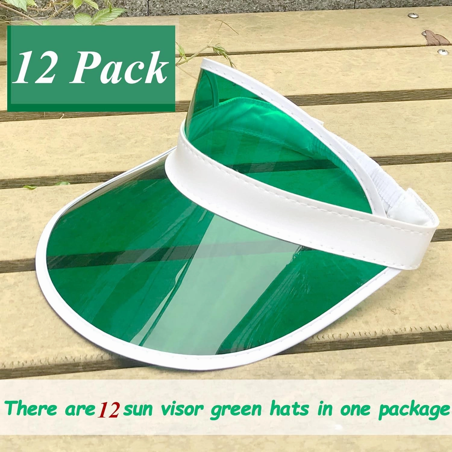 12 Pack Sun Visor Hats Women UV Protection Clear Outdoor Beach Sports Golf Sunhat Party Cap