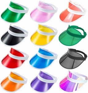 12 Pack Sun Visor Hats Women UV Protection Clear Outdoor Beach Sports Golf Sunhat Party Cap