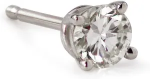 14k Gold Round SINGLE Diamond Stud Earring (1/8cttw, J-K, I2-I3) 4-Prong Basket set with Push-back Diamond Wish