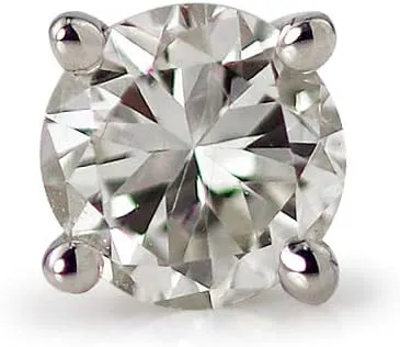 14k Gold Round SINGLE Diamond Stud Earring (1/8cttw, J-K, I2-I3) 4-Prong Basket set with Push-back Diamond Wish