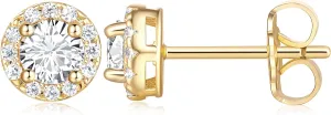 14K Gold Stud Earrings for Women - Small & Lightweight Cubic Zirconia