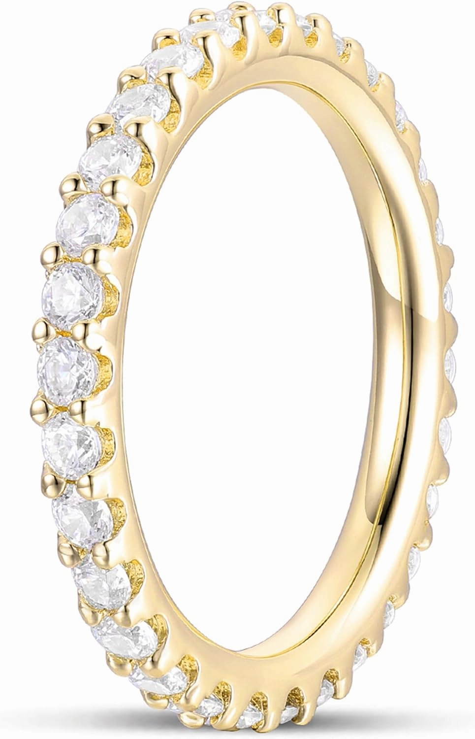 14K Solid Gold Moissanite Rings 2mm Moissanite Full Eternity Bands 14K White Gold Moissanite Wedding Ring for Women