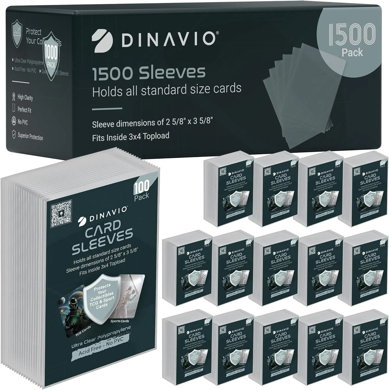 1500 Card Sleeves Penny Sleeves - Clear Soft Trading Card Sleeve Compatible with PKMN Baseball MTG Lorcana YGO - Penny Sleeves for PKMN Cards and Trading Cards (1,500 Pack)