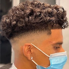20MM Curly Toupee Durable Full PU Thin Skin Men's Wig Human Hair Men Capillary Prosthesis Comfortable Replacement System Pieces (8 * 10, 5 (medium brown))