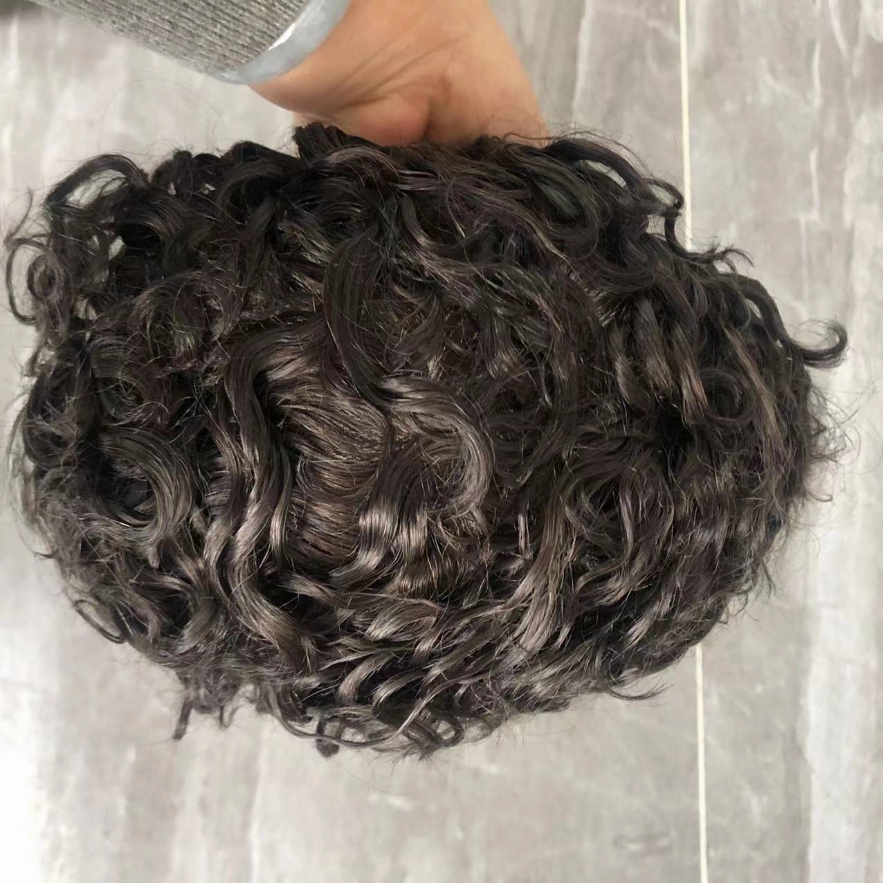 20MM Curly Toupee Durable Full PU Thin Skin Men's Wig Human Hair Men Capillary Prosthesis Comfortable Replacement System Pieces (8 * 10, 5 (medium brown))
