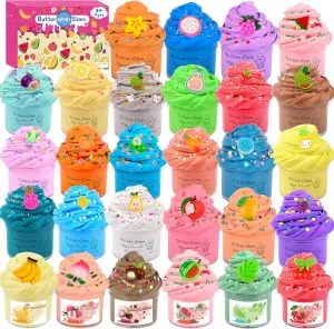 28 Pack Mini Butter Slime Kit,Peach Slime Watermelon Party Favor Supplies,Party Favor Supplies, Super Soft, Non-Sticky, Goody Bag Toy, Prize for Girl and Boys, Christmas Stocking Stuffers