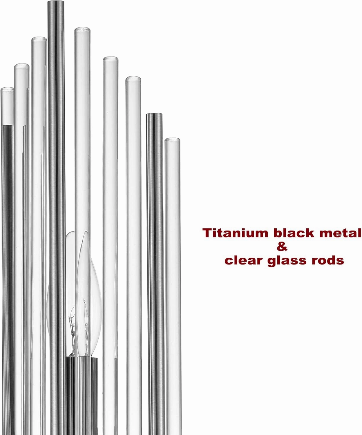 2-Light Modern Wall Sconce Titanium Black Metal with Clear Class Crystal Vanity Wall Sconce Lighting for Bedroom Living Room Bathroom Light Fixtures Set of 2