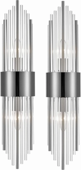 2-Light Modern Wall Sconce Titanium Black Metal with Clear Class Crystal Vanity Wall Sconce Lighting for Bedroom Living Room Bathroom Light Fixtures Set of 2