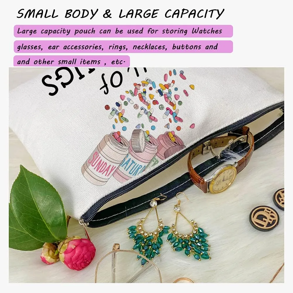 2PCS Nurse Practitioner Gifts for Women - Bag Full Of Drugs- Funny Medicine Cosmetic Pill Bag Storage Multifunction Pouch for Her Mom Colleagues Patient Birthday Gifts