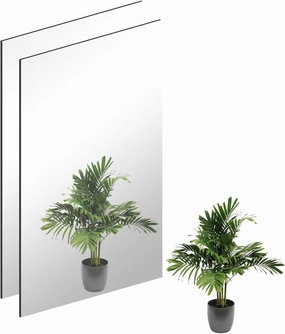 2Pcs 16 x 12'' Wall Mirror Tile Self Adhesive Glass Mirror Frameless High Clear Mirror Tile Large Wall Decor Mirror for Bedroom, Living Room, Hallway Door etc