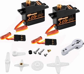 2PCS 21G Mini Digital Servo, Steering Gear Full Metal Gear Micro RC Servos Motor Kit with 25T Servo Horn for 1/18 1/16 1/14 RC Car Model Boat Fixed-Wing Helicopter Airplane Robot Toy