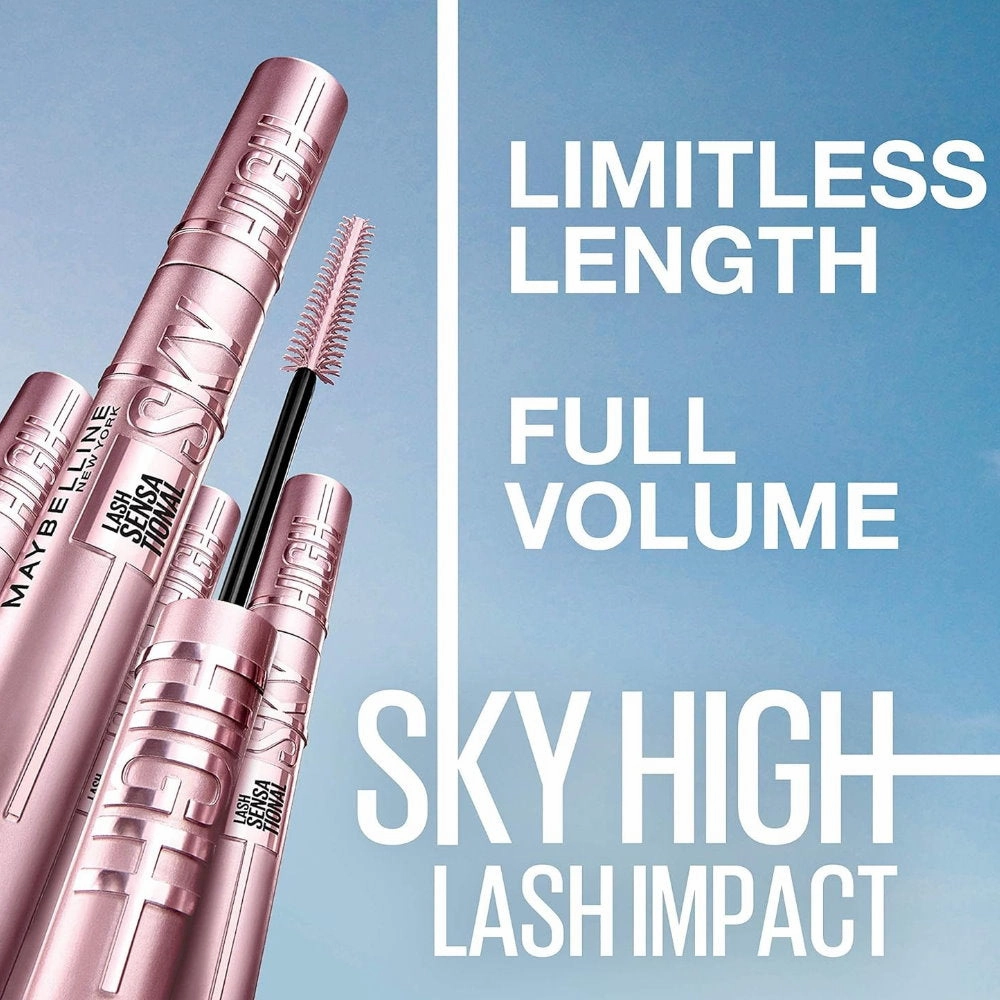 2pk SET Maybelline Color Sensational Creams Lipstick 244 Pink Score   Sky High Mascara 01 Very Black