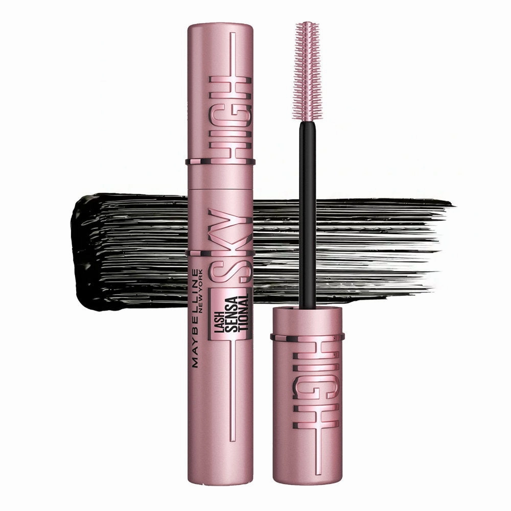 2pk SET Maybelline Color Sensational Creams Lipstick 244 Pink Score   Sky High Mascara 01 Very Black