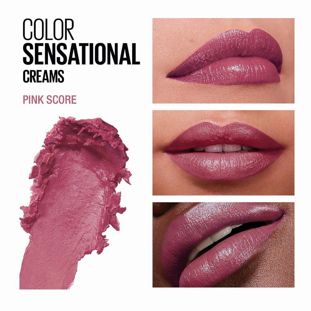 2pk SET Maybelline Color Sensational Creams Lipstick 244 Pink Score   Sky High Mascara 01 Very Black