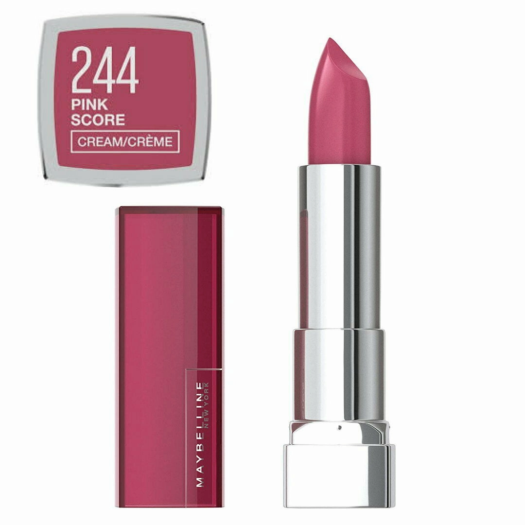 2pk SET Maybelline Color Sensational Creams Lipstick 244 Pink Score   Sky High Mascara 01 Very Black