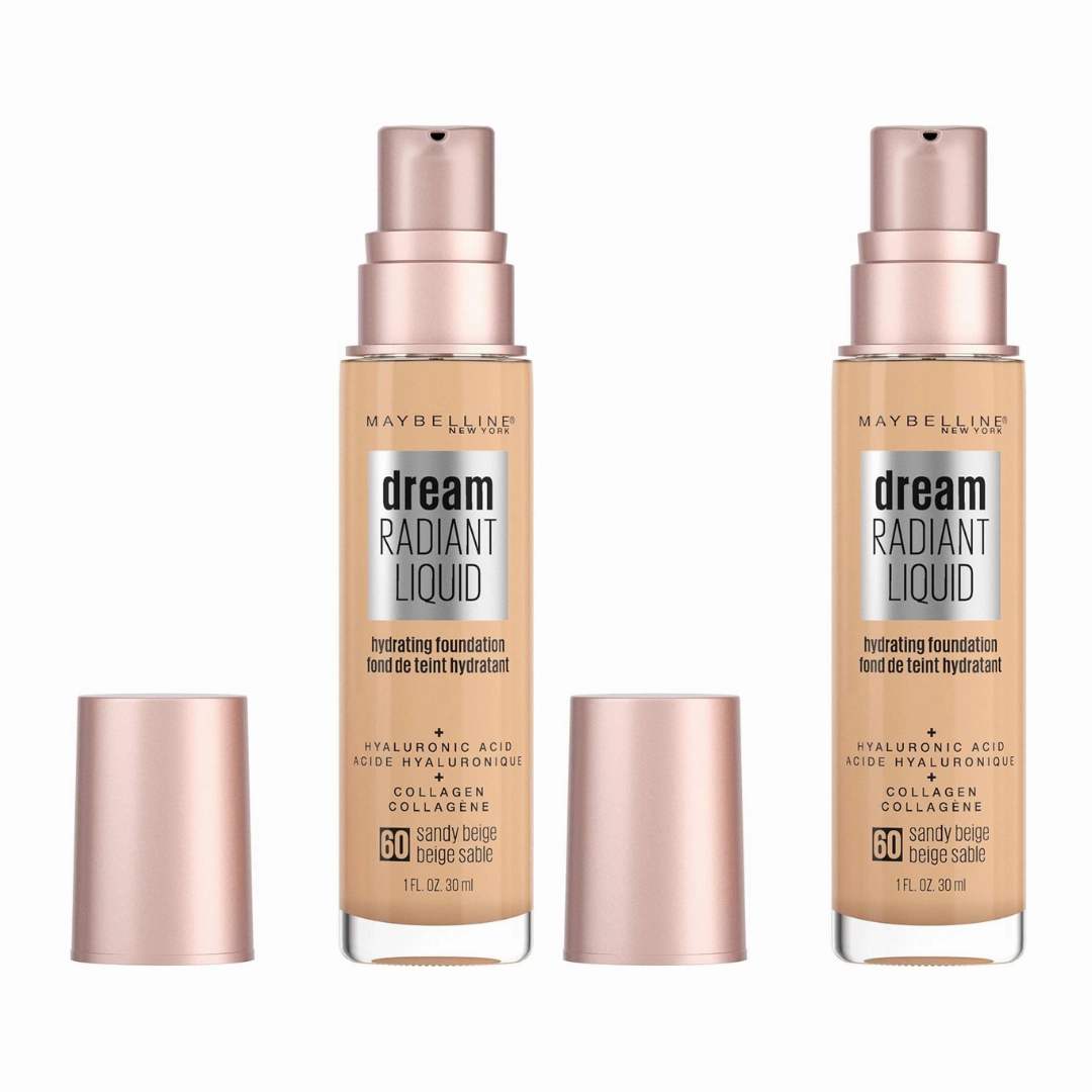 2x Maybelline Dream Radiant Liquid Foundation 30ml 60 Sandy Beige (Carded)