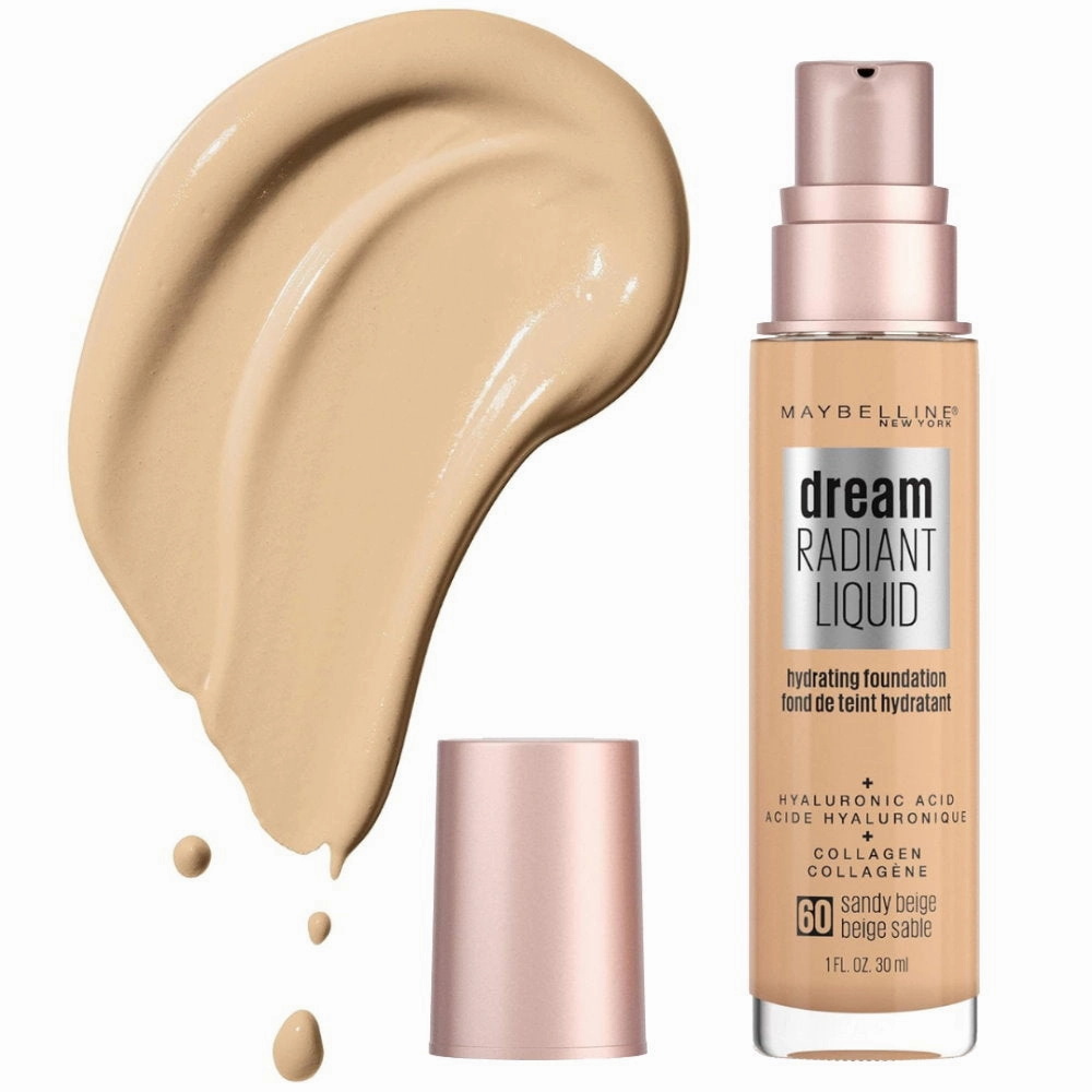 2x Maybelline Dream Radiant Liquid Foundation 30ml 60 Sandy Beige (Carded)