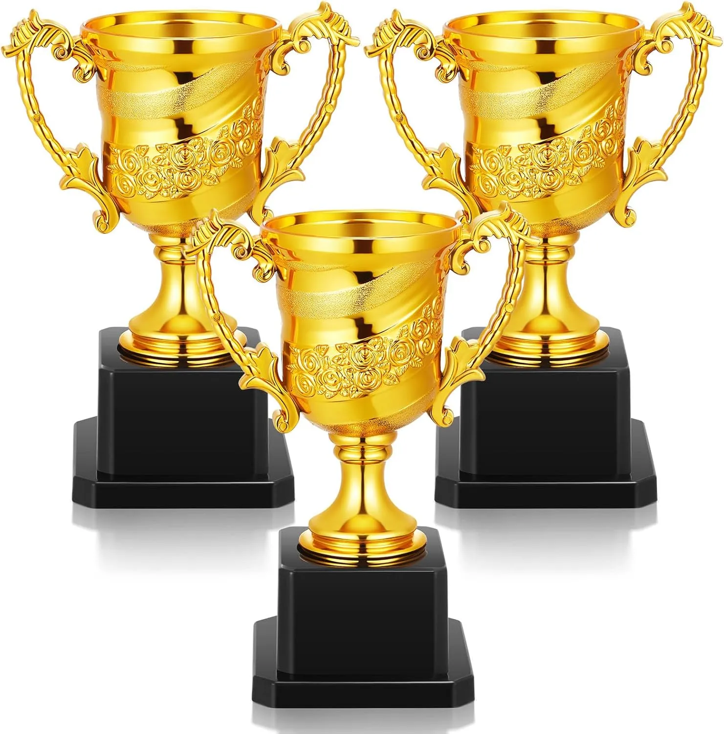 3 Pack Mini Kids Gold Trophy Award Small Plastic 5.5 Inch Soccer Footbal Trophy Cup Prizes for Winners for Sports Adult Kids Party