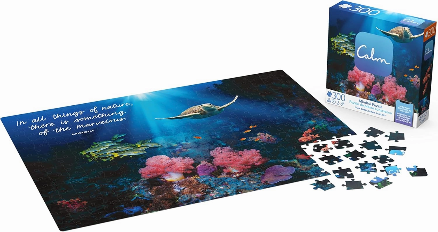 300-Piece Calm Jigsaw Puzzle for Relaxation, Stress Relief, and Mood Elevation, for Adults and Kids Ages 8 and up, Calm Coral