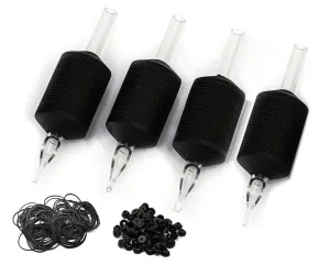 30mm (6/5" Inch) Ultra Premium Clear Disposable Tubes w/Black Soft Silicone Grip- 20 Pack, Diamond Tip (3DT)