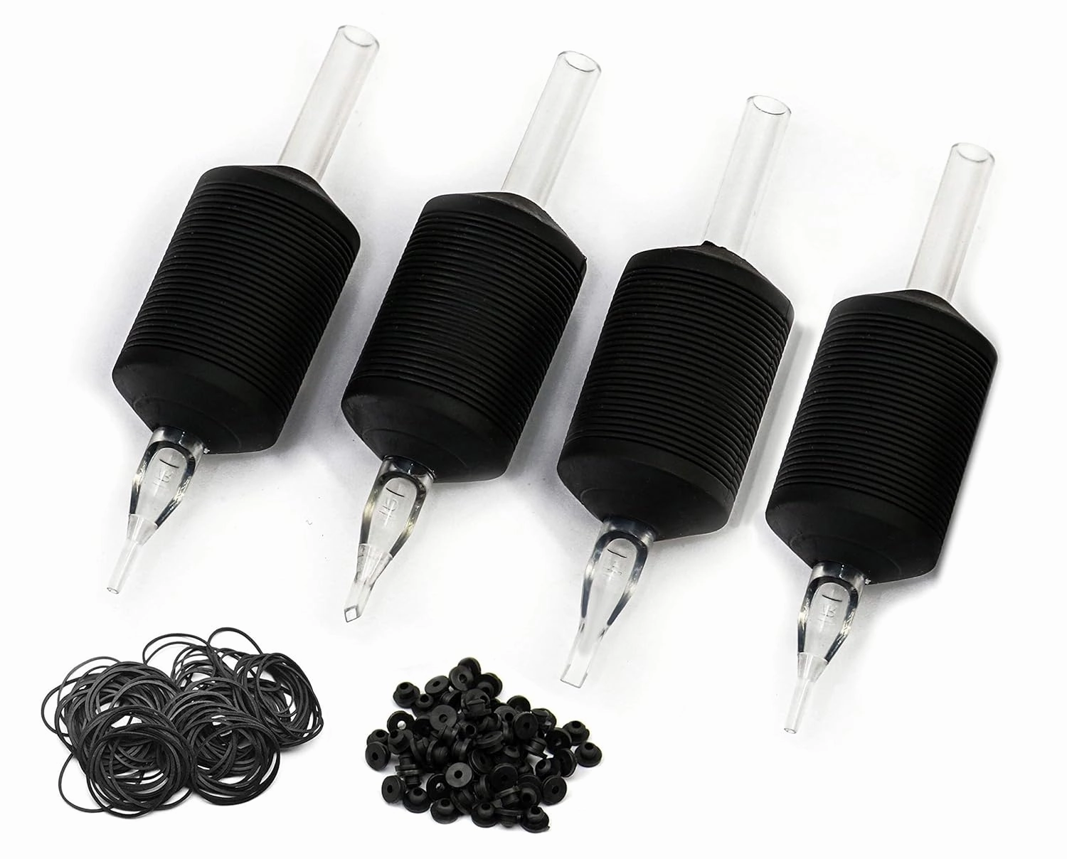 30mm (6/5" Inch) Ultra Premium Clear Disposable Tubes w/Black Soft Silicone Grip- 20 Pack, Diamond Tip (7DT)