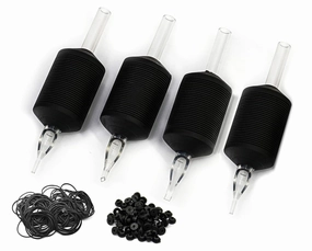 30mm (6/5" Inch) Ultra Premium Clear Disposable Tubes w/Black Soft Silicone Grip- 20 Pack, Diamond Tip (7DT)