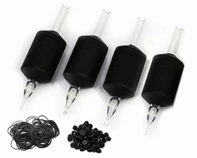 30mm (6/5" Inch) Ultra Premium Clear Disposable Tubes w/Black Soft Silicone Grip- 20 Pack, Round Tip (11RT)