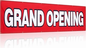 3 X10 ft Polyester Grand Opening Banner with Metal Grommets Grand Opening Decorations Sign New Store Advertising Backdrop Outdoor Indoor for Business Restaurant Shop Ceremony