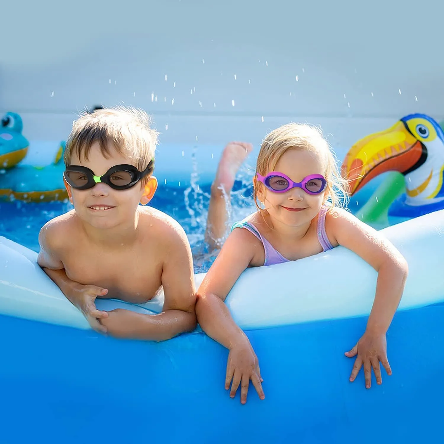 4 Pack Kids Swim Goggles Ages 6-14 UV Protection Anti Fog No Leaking Pool Swimming Goggles for Boys Girls Youth