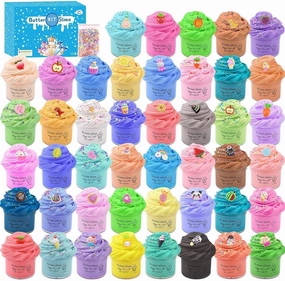 45 Pack Butter Slime Kit for Kids, Holiday Making Bulk Scented Slime Charms Party Favor, DIY Putty Toys, Soft & Non-Sticky, Stress Relief Toy for Girls and Boys Age 4-12, Birthday Basket Filler