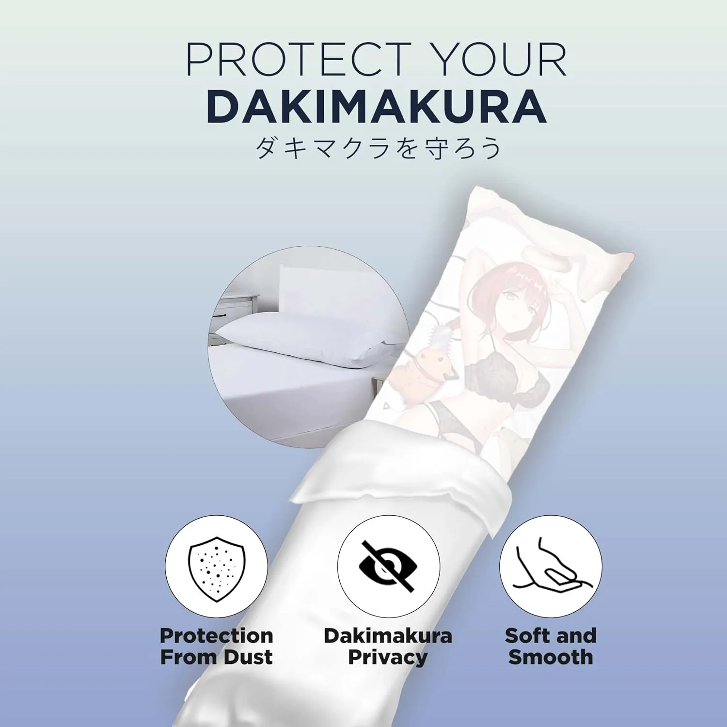 59 in x 20 in Pillow Peach Skins Cover Soft Hypoallergenic Hugging Rectangle Stuff Anime Comfortable White Cover Sleepers
