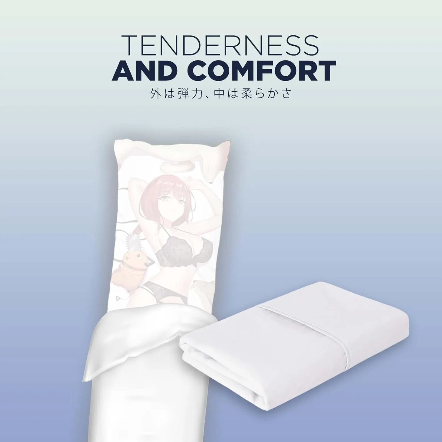 59 in x 20 in Pillow Peach Skins Cover Soft Hypoallergenic Hugging Rectangle Stuff Anime Comfortable White Cover Sleepers