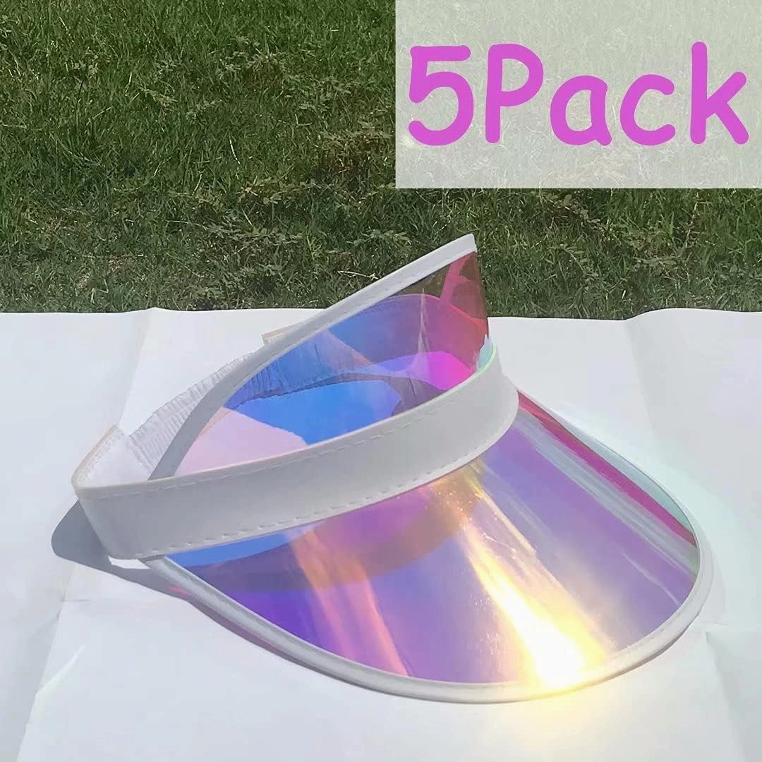 5 Pack Sun Visor Hats Women Clear Colorful Party Outdoor Sports Beach Golf Cap