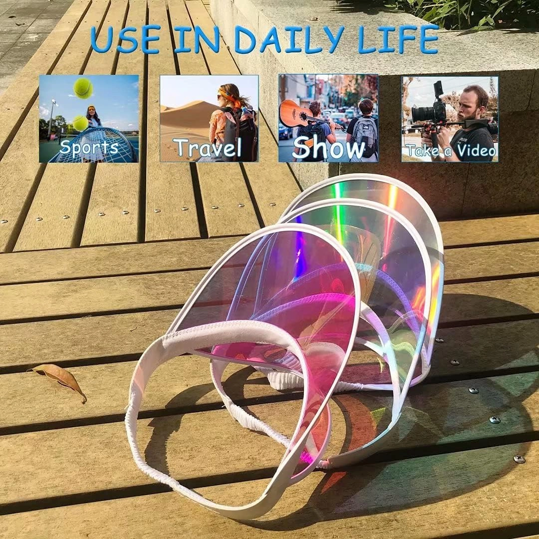 5 Pack Sun Visor Hats Women Clear Colorful Party Outdoor Sports Beach Golf Cap