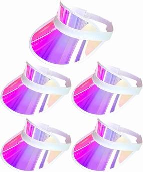 5 Pack Sun Visor Hats Women Clear Colorful Party Outdoor Sports Beach Golf Cap