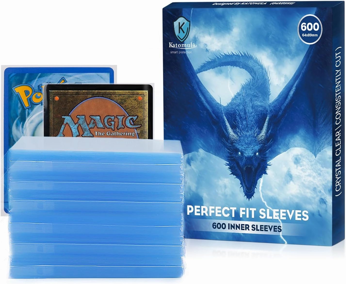 600CT Perfect Fit Inner Sleeves for Double Sleeving, Clear Card Sleeves for MTG, PKM, TCG, Flesh & Blood and Gaming Cards