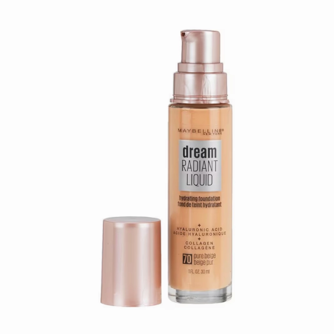 6 x Maybelline Dream Radiant Liquid Hydrating Foundation 70 Pure Beige (carded)