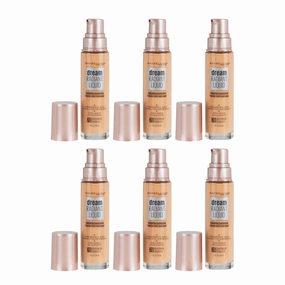 6 x Maybelline Dream Radiant Liquid Hydrating Foundation 70 Pure Beige (carded)