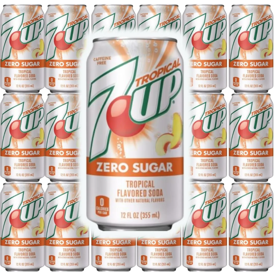 7UP Tropical Zero Sugar Soda Cans, 18 pack / 12 fl oz