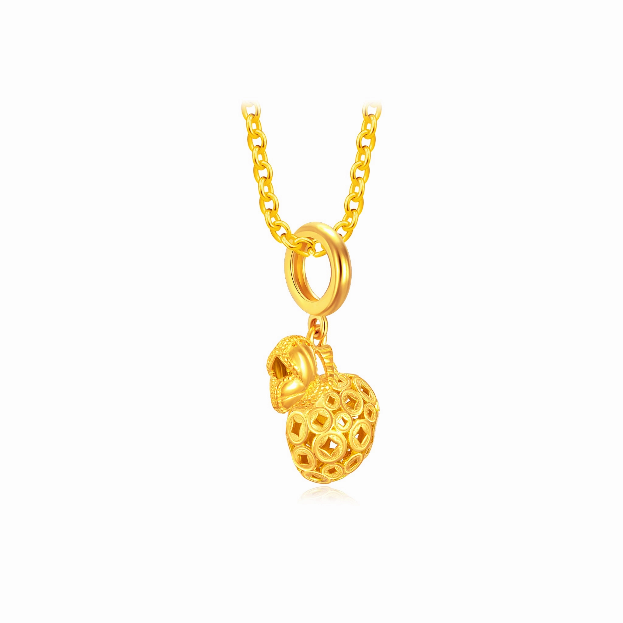 916 Gold Gleaming Money Bag Charm