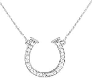 .925 Sterling Silver Cubic Zirconia Lucky Horseshoe Necklace - Choice of Chain Length