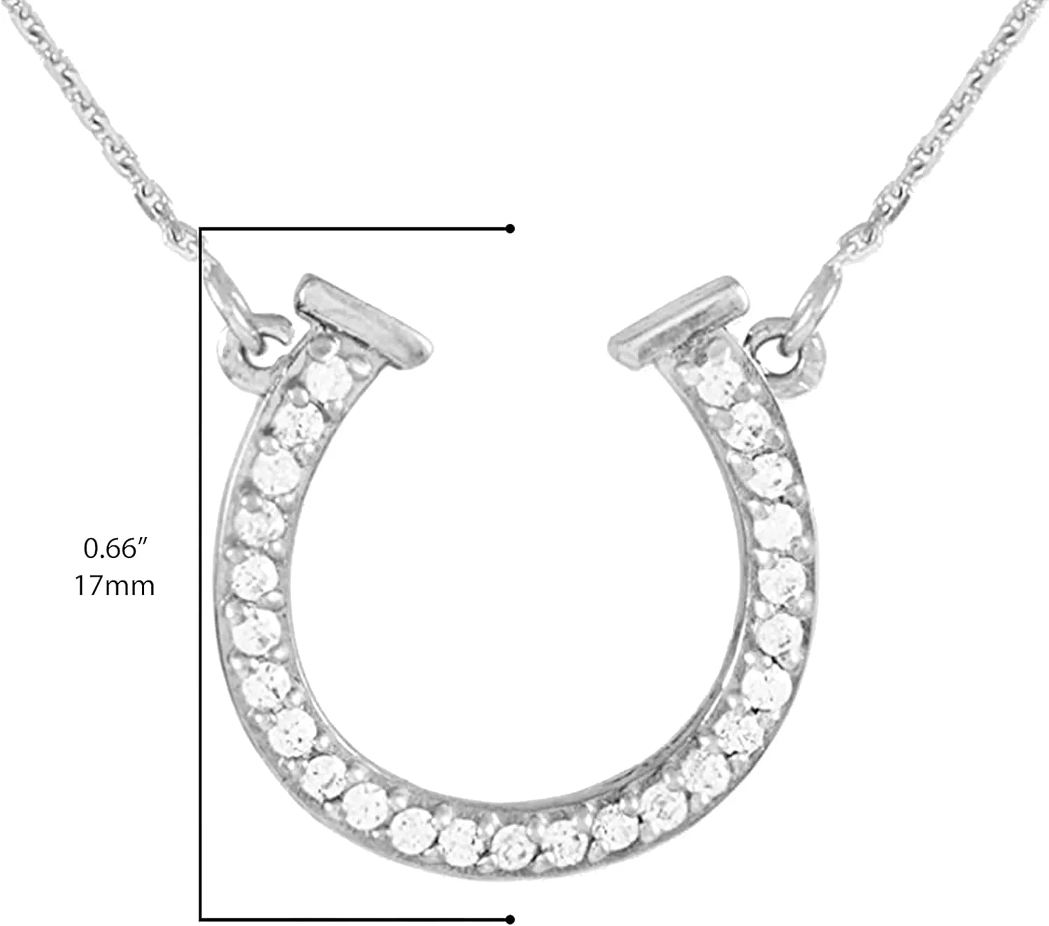 .925 Sterling Silver Cubic Zirconia Lucky Horseshoe Necklace - Choice of Chain Length