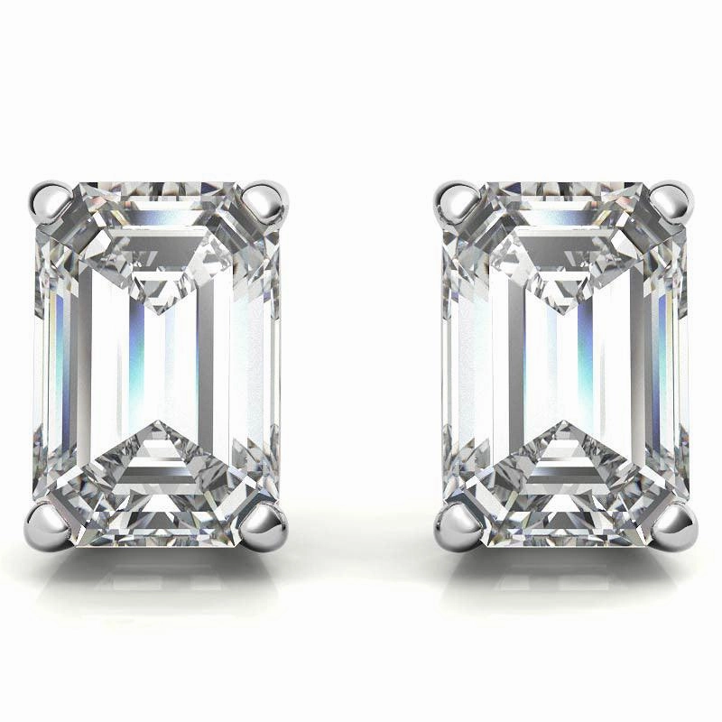 925 Sterling Silver Gleaming Rectangle Solitaire Set of earrings and Pendant